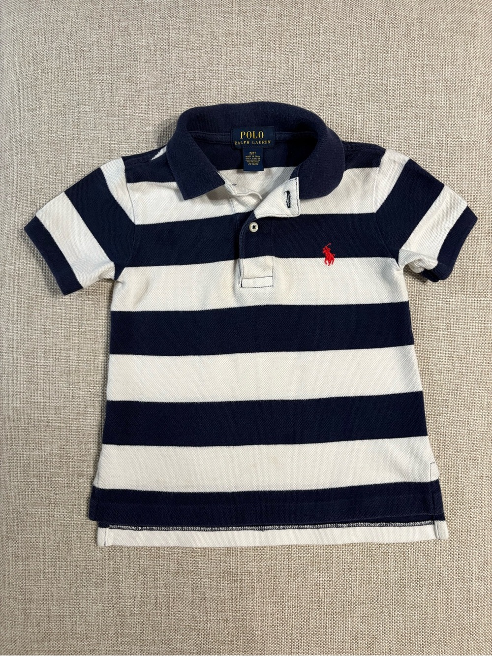 Polo Ralph Lauren Toddler Striped Polo Shirt Navy White 2T